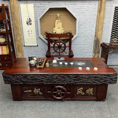 老船木茶桌椅组合简约功夫茶台实木茶几茶艺桌新中式仿古泡茶桌子
