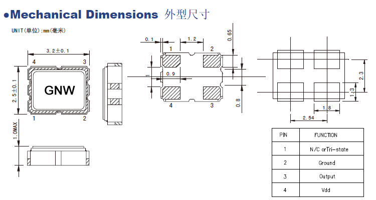 2.176MHz有源晶振OSC5032/OSC3225 3.3V规格参数