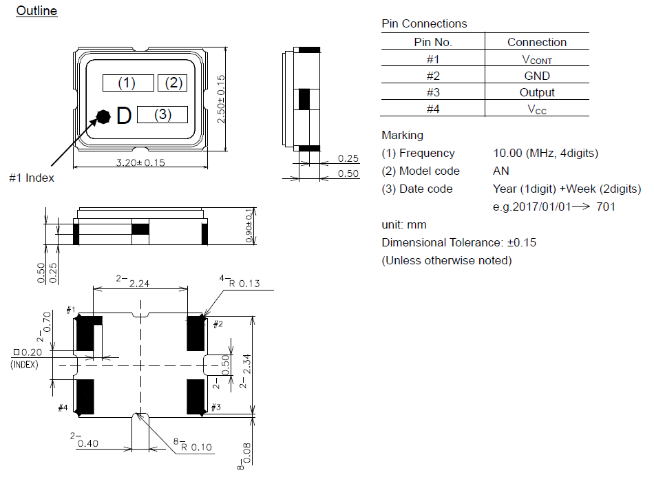 VC-TCXO压控温补晶振10MHz 1XTV10000MDA规格参数