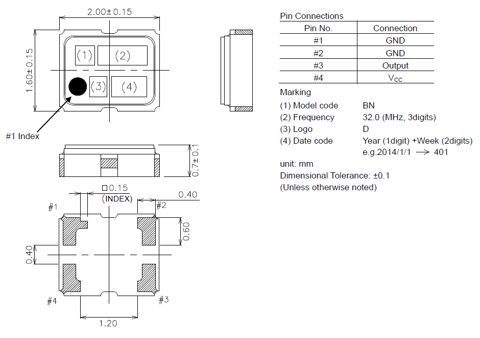 频率精度±0.5PPM TCXO2016温补晶振32MHz 1XXD32000MHA 频率精度±0.5PPM TCXO2016温补晶振32MHz 1XXD32000MHA
